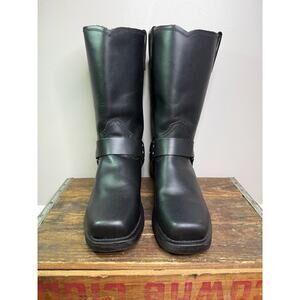 Dingo Dean Harness Square Toe Pull On Motorcycle Cowboy Mens Black Casual Boots